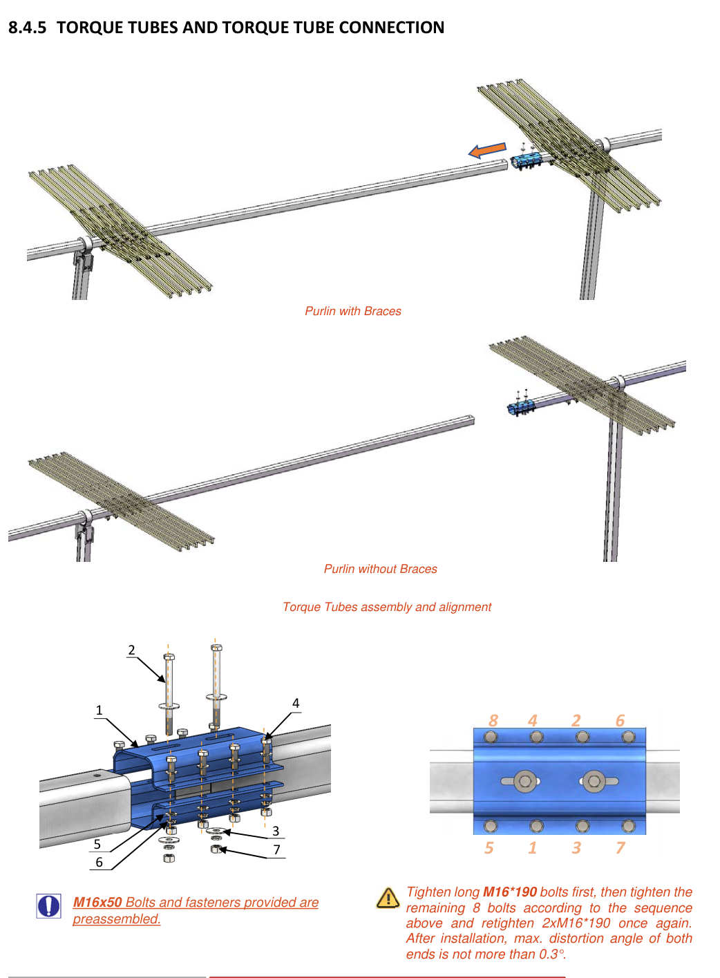 Empalme de torque tubes con tube connector
